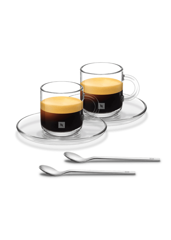  VERTUO Espresso Set of 2 Espresso cups (80ml) & saucers and 2 spoons (12cm)