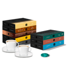 Professional Coffee 10 Box Best Sellers Assortment + 12 Cups and Saucers